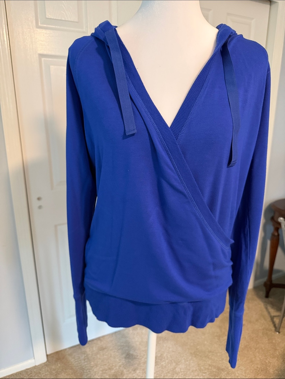 Athleta Women’s Royal Blue Hooded Wrap Top - Medium
